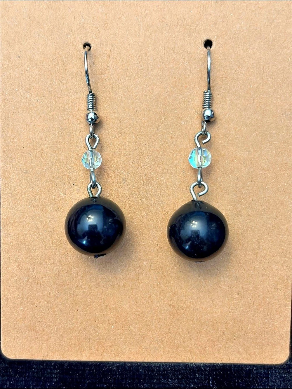 Black Beaded Dangle Earrings